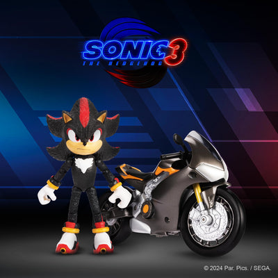 Sonic 3 der Film Shadow-Figur, 15 cm, beweglich, inklusive Shadow-Mobile von Jakks Pacific, Akustisch, Schwarz