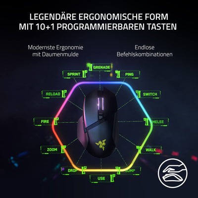 Razer Basilisk V3 Pro - Anpassbare kabellose Gaming-Maus HyperScroll Tilt Wheel (Focus Pro 30K Optischer Sensor, 13-Zonen Chroma-Beleuchtung, 10+1 Programmierbare Tasten) Schwarz