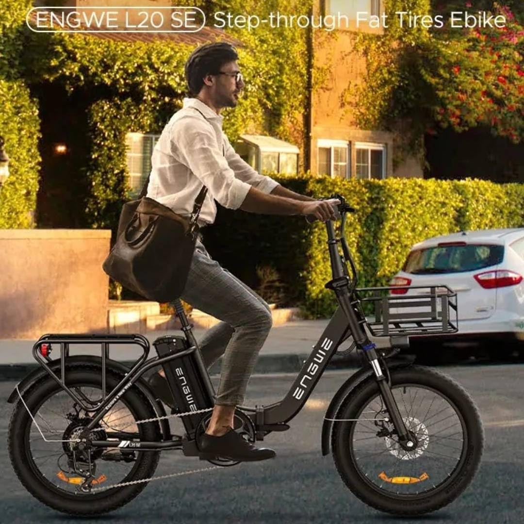 ENGWE E Bike Klappbar Ebike 20 Zoll Elektrofahrräder mit Korb, 36V 15.6Ah Akku, 25km/h Reichweite bis zu 140KM