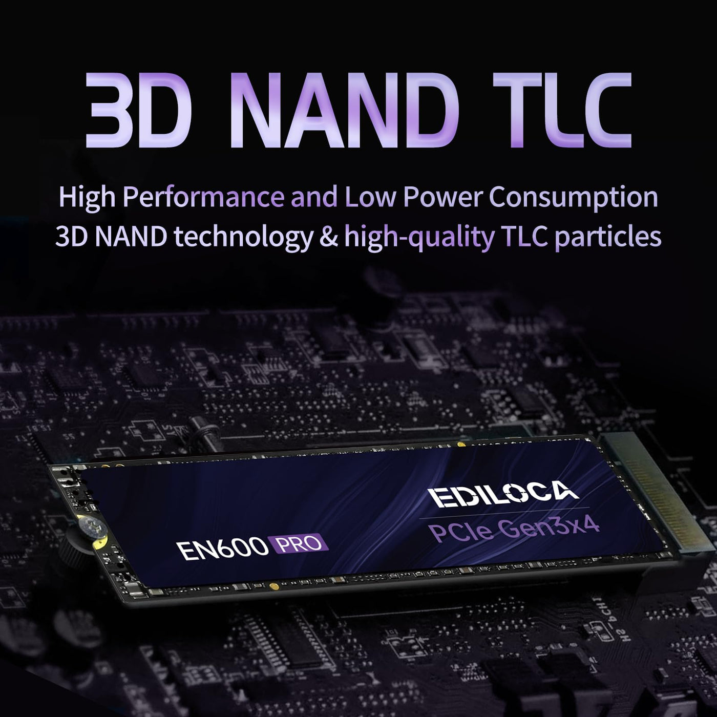 Ediloca EN600 PRO 512 GB Interne SSD PCle 3.0x4, NVMe M.2 2280, SLC-Cache, 3200 MB/s Lesen, 2800 MB/s Schreiben, 3D NAND TLC, Internes Solid State Drive, kompatibel mit Desktops und Laptops