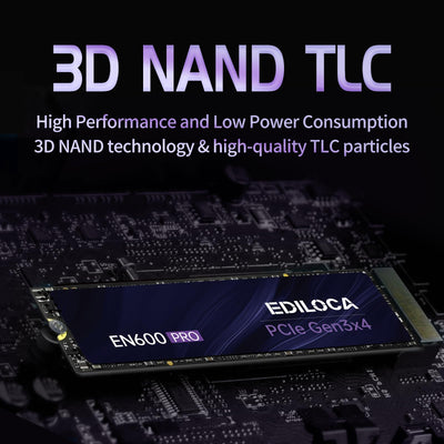 Ediloca EN600 PRO 512 GB Interne SSD PCle 3.0x4, NVMe M.2 2280, SLC-Cache, 3200 MB/s Lesen, 2800 MB/s Schreiben, 3D NAND TLC, Internes Solid State Drive, kompatibel mit Desktops und Laptops