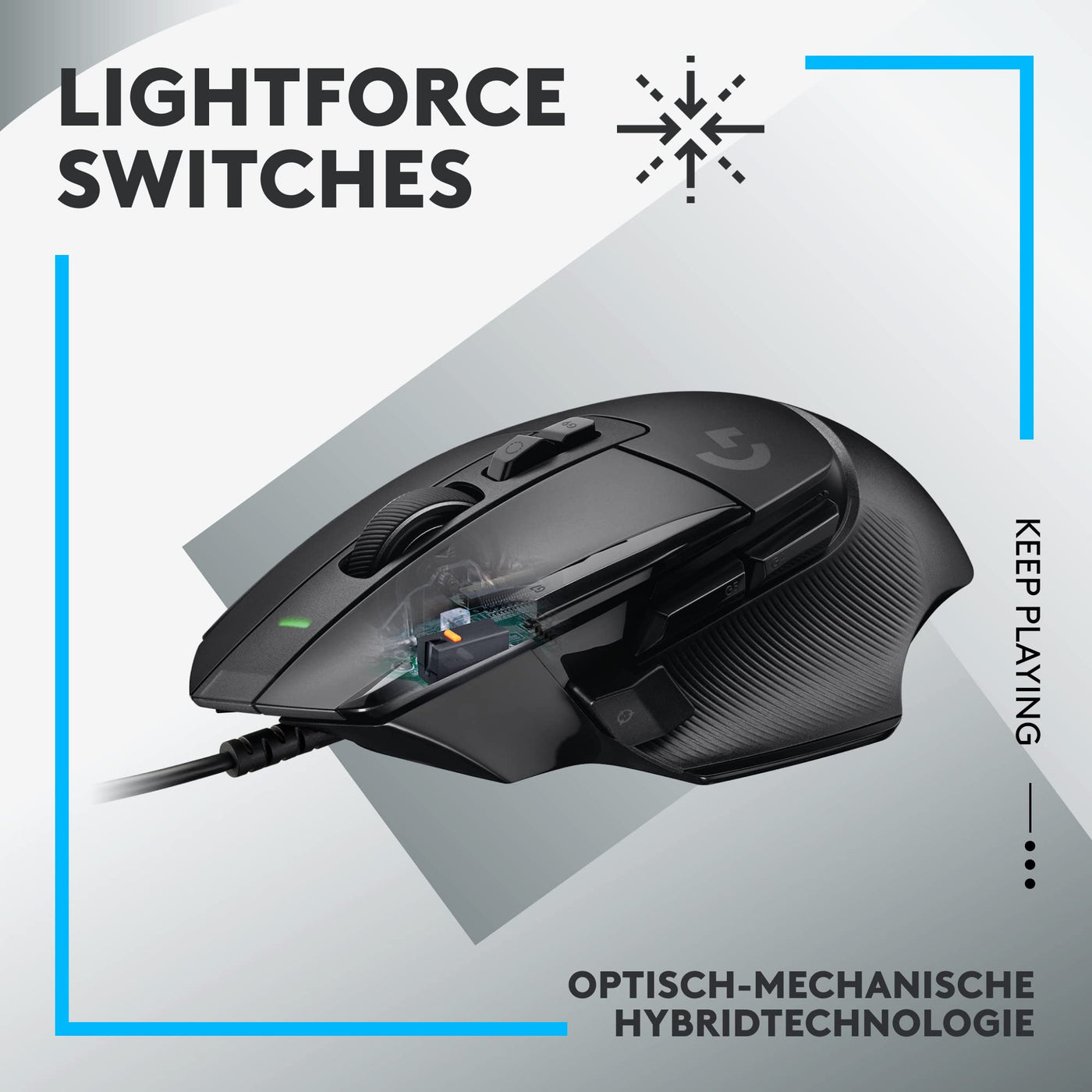 Logitech G502 X Kabelgebundene Gaming-Maus - LIGHTFORCE Hybrid optisch-mechanische Primärschalter, HERO 25K Gaming-Sensor, Kompatibel PC - macOS/Windows - Schwarz