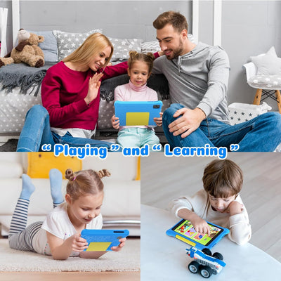 Yicty Kinder Tablet 7 Zoll Android Tablet für Kids 5GB RAM 32GB ROM Kindersicherung IPS HD Bluetooth WiFi Quad Core Dual-Kameras Children's Tablets PC mit Schutzhülle (Blue)