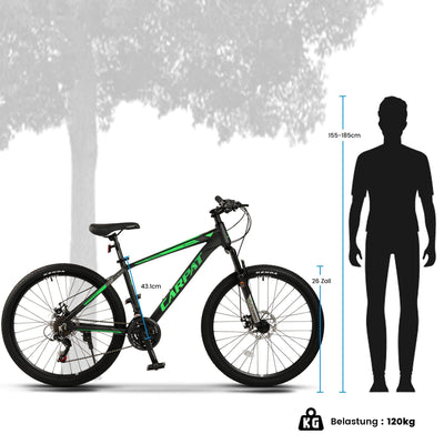 CARPAT SPORT 26 29 Zoll Mountainbike für Jungen, Mädchen, Damen und Herren, Scheibenbremse, 21 Gang-Schaltung, Aluminium Rahmen, Hardtail Fahrrad Jugendfahrrad MTB