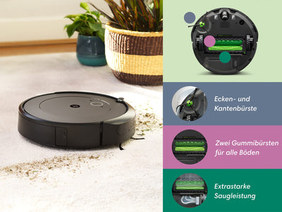 iRobot Roomba i1152 Saugroboter (Staubsauger Roboter), WLAN-fähig mit Zwei Gummibürsten für alle Böden, Individuelle Vorschläge per App, Kompatibilität mit Sprachassistenten, Farbe: Mandel