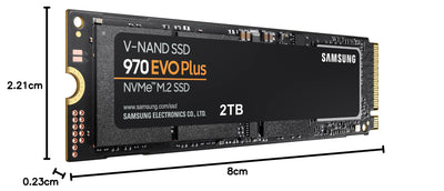 Samsung 970 EVO Plus NVMe M.2 SSD, 2 TB, PCIe 3.0, 3.500 MB/s Lesen, 3.300 MB/s Schreiben, Interne SSD für Gaming und Grafikbearbeitung, MZ-V7S2T0BW