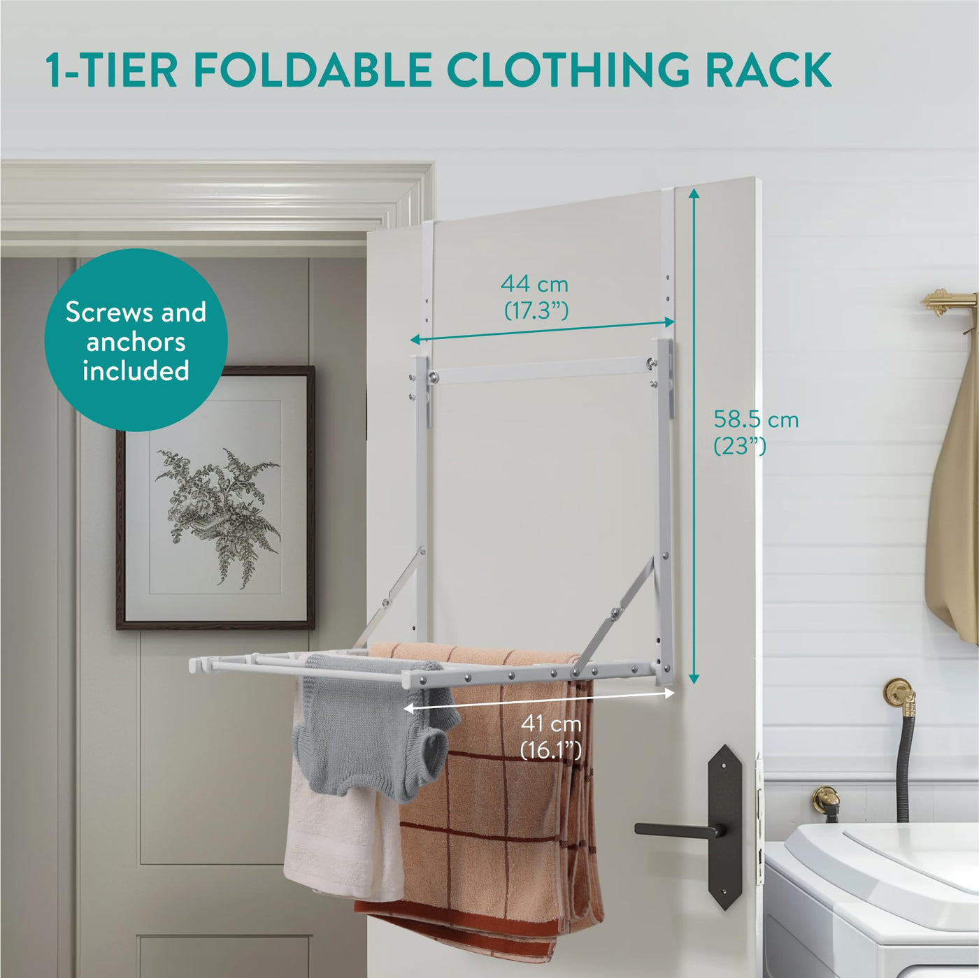 Navaris 1-stufiger Faltbarer Kleiderständer - Handtuchhalter Tür einhängen - Wäscheständer Tür -Tür Wäscheständer - Tür Handtuchhalter - Höhenverstellbar - Weiß