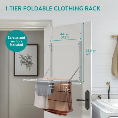 Navaris 1-stufiger Faltbarer Kleiderständer - Handtuchhalter Tür einhängen - Wäscheständer Tür -Tür Wäscheständer - Tür Handtuchhalter - Höhenverstellbar - Weiß