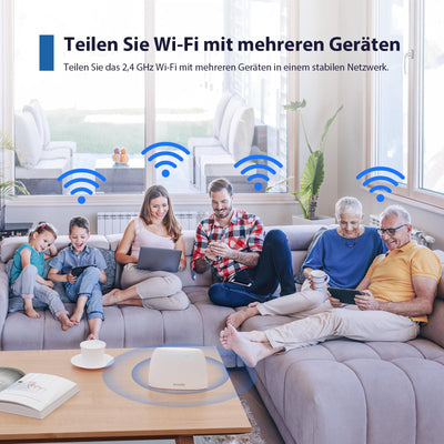 Tenda 4G03 4G LTE Router, WLAN Router für SIM-Karten (CAT4, 150Mbit/s im Download, 300Mbit/s 2,4GHz), 2 Fast-Ethernet-Ports, Plug & Play, APP, IPv6, Gast-Netzwerk, Verkehrdaten-Monitoring, Weiß