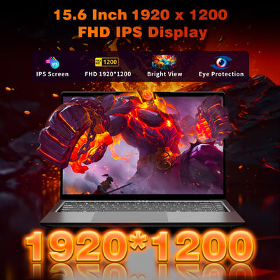 Moacreto 15,6 Zoll Laptop, Core i5-8210Y Prozessor 24GB RAM 512GB SSD Notebook, FHD 1920x1200 Display Laptops mit Typ-C, USB3.0, HDMI, BT5.0, Wi-Fi5 Laptop Computer