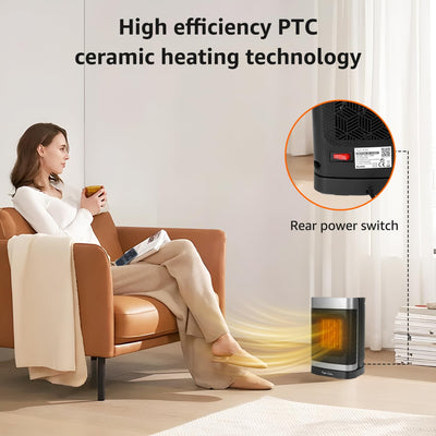 Taylor Swoden Heizlüfter Energiesparend Thermostat, 1500W PTC Keramik Heizlüfter, Klein Heizung Elektrisch mit Fernbedienung, Leise, 24-Std-Timer, 70°Oszillierend, 4 Modi Heizstrahler