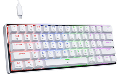 KEMOVE K61SE Gaming Tastatur, 60% Mechanische Tastatur mit Roten Linear Switches, RGB-Hintergrundbeleuchtung, Anti-Ghosting, Ultra-Kompakt 61 Tasten US-Layout, für PC Windows Gamer Typist, Weiß