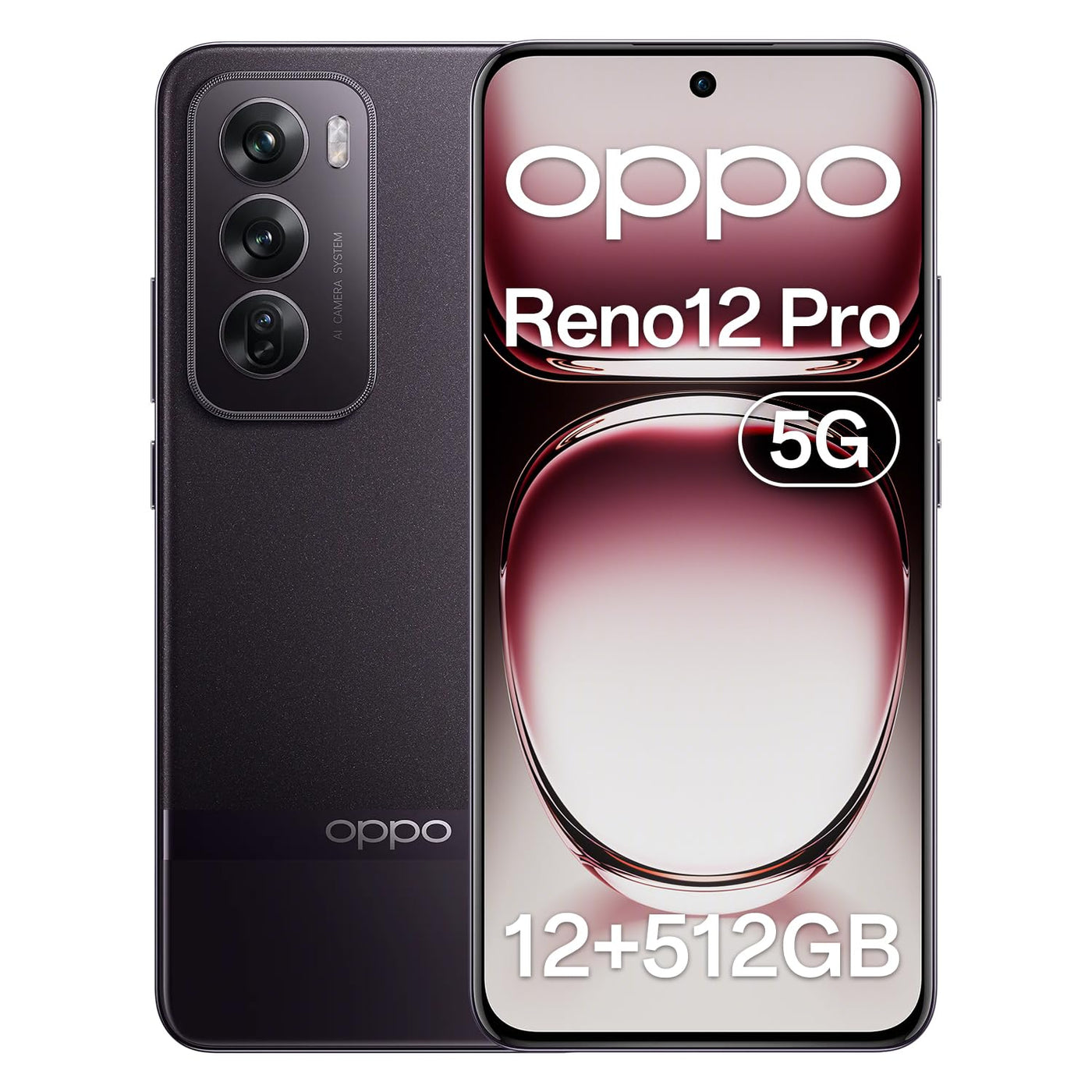 OPPO Reno12 Pro 5G 12+512GB, AI Smartphone Android, Handy, SUPERVOOC 80W, 5000mAh Akku, Schnellladefunktion, Doppelte 50MP AI Kamera, 120Hz 6,7" AMOLED, Dimensity 7300, NFC, Braun