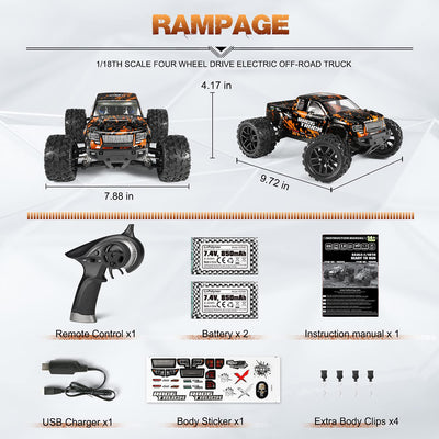 HAIBOXING Ferngesteuertes Auto 4WD RC Auto 36 km/h Hochgeschwindigkeits 1/18 Monstertruck 2.4GHz All Terrain Wasserdicht Rennauto Geländewagen, Crawler Spielzeug Geschenk für Kinder Erwachsene