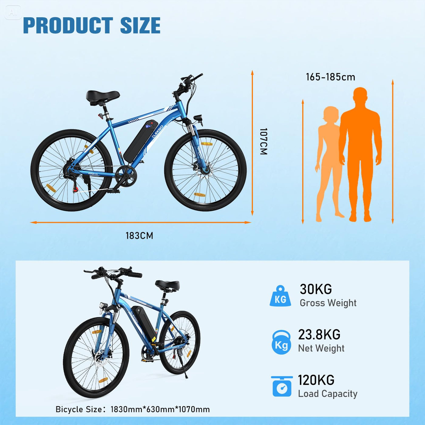 ELEKGO E-Bikes, 26 Zoll E Bike Herren Damen, 36V Abnehmbarer Lithium-Akku, 250W Motor MTB, E-Mountainbike mit 7-Gang-Elektrofahrrad Reichweite über 65KM, Ausgestattet mit stoßabsorbierenden Sitzen