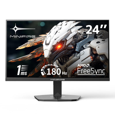 Minifire Gaming Monitor 24 Zoll, 180 Hz, 1ms, AMD FreeSync, Full HD(1920 x 1080), Rahmenlos Bildschirm, Einstellbar, 300Nits, sRGB 110%, HDMI 1.4&DP 1.2-(MFG24F4L HDMI-Kabel im Lieferumfang enthalten