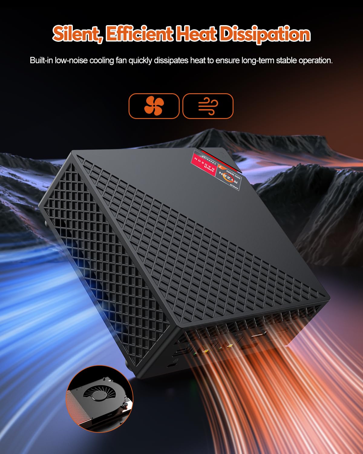 NiPoGi AM06 PRO Mini PC W-11 Pro, АMD Ryzen 7 5825U(8C/16T, bis zu 4,5 GHz), 16GB DDR4 512GB M.2 SSD Mini Desktop Computer WiFi 6, Dual-LAN, DP/HDMI 2.0/Type-C 4K UHD Triple Display für Spiele/Büro.