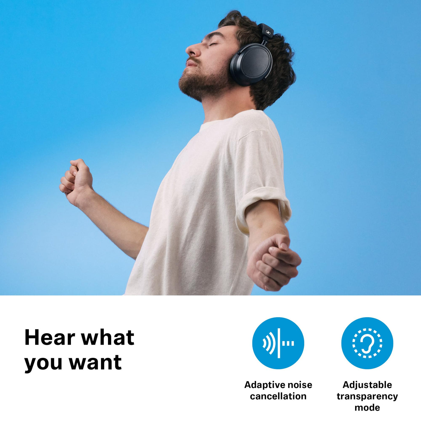 Sennheiser MOMENTUM 4 Wireless Kopfhörer mit Bluetooth - mit adaptiver Geräuschunterdrückung für kristallklare Anrufe - 60 Stunden Akkulaufzeit - anpassbarer Klang, leicht und faltbar - Weiß