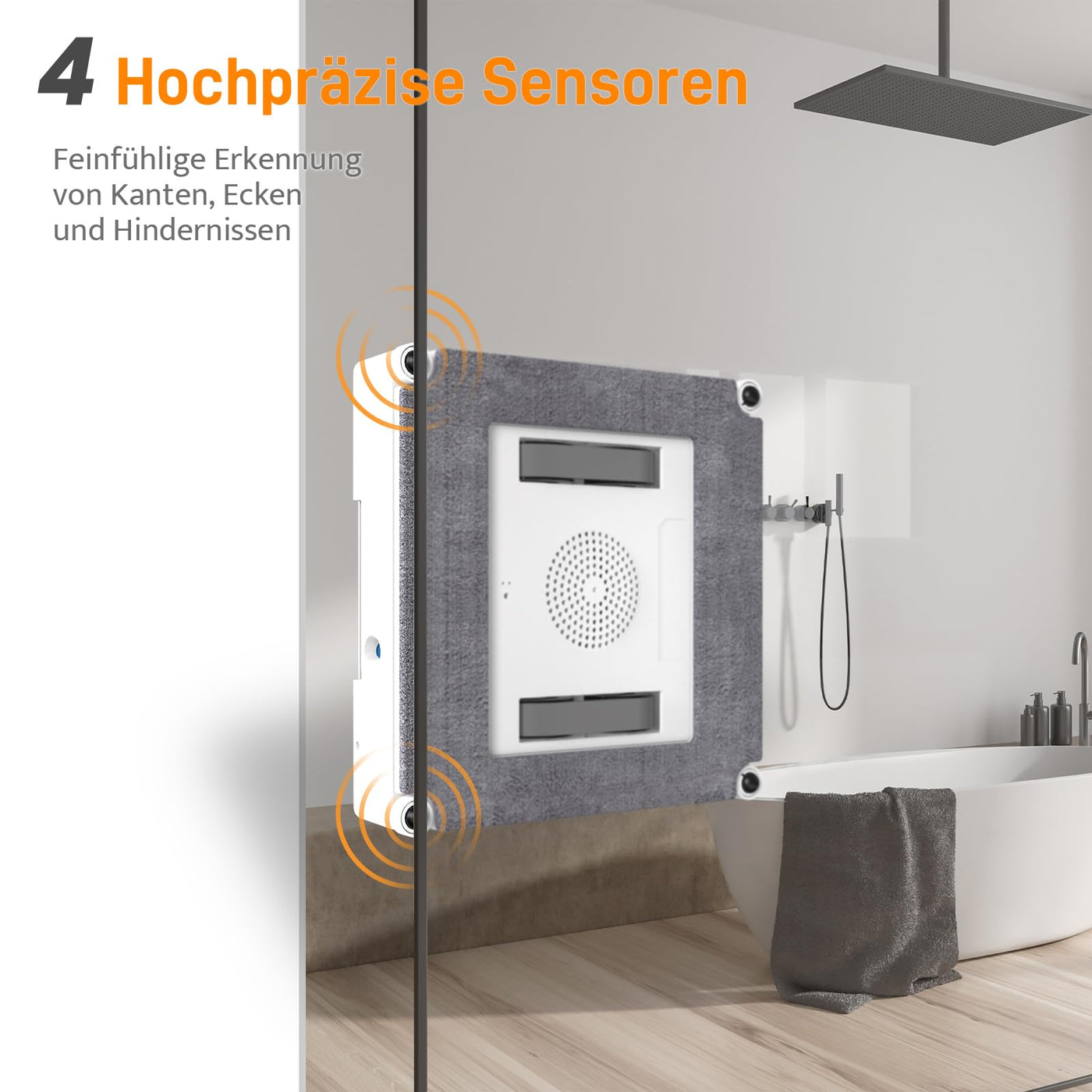 AIRMSEN YW500 Fensterputzroboter, Intelligenter Elektrischer Fensterputzer 3000Pa geeignet zur Glasreinigung, Automatische Wegplanung, Standort Speicher, Kantenerkennung Technologie