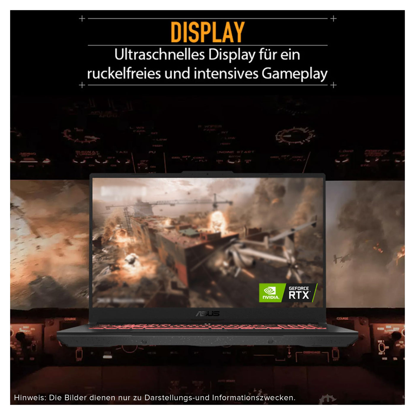 ASUS TUF A17 Gaming Laptop, AMD Ryzen 7-7435HS, 64 GB DDR5 RAM, 1 TB PCIe SSD, 17.3" FHD Display, Nvidia GeForce RTX 4050, 1-Zone RGB QWERTZ Tastatur, Windows 11 Home, Grau