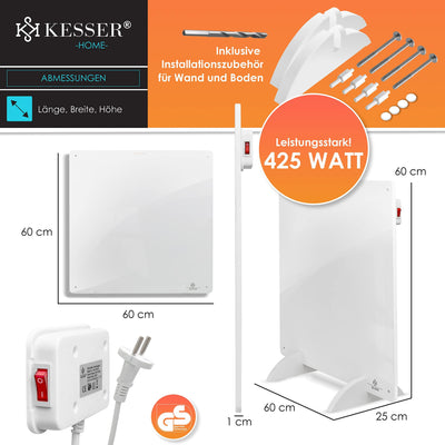 KESSER® Infrarotheizung 425 Watt Wandheizung ✓ Infrarot ✓ Heizung ✓ Heizkörper | Heizpaneel| Inkl.Standfüßen NEU | Strahlend