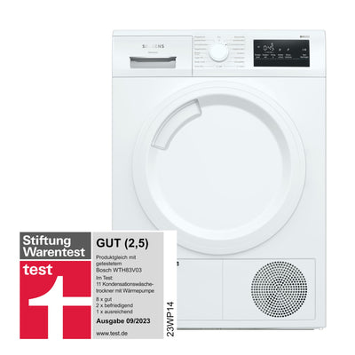 Siemens WT43HV03 Wärmepumpentrockner für 7 kg Wäsche, iQ300, 212 kWh pro Jahr, autoDry, Outdoor-Programm, Weiß