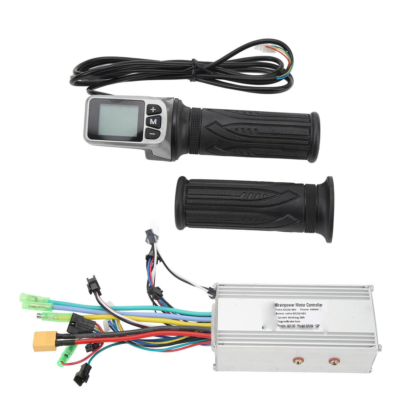 BuyWeek Elektrofahrrad Brushless Motor Controller Kit, 36V 48V 1000W 38A Sinuswelle Controller 124DX Drehgasgriff mit LCD Panel für Elektrofahrräder