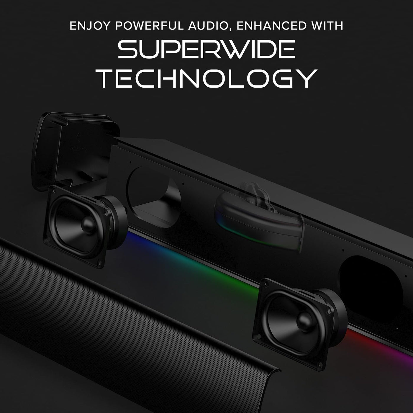 Sound Blaster GS3 Kompakte Gaming-Soundbar mit RGB- und SuperWide-Technologie, Stromversorgung über USB, Bluetooth 5.4, Kopfhörerausgang, für PC und Mac