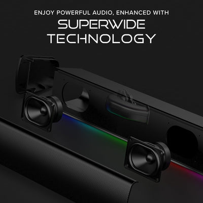 Sound Blaster GS3 Kompakte Gaming-Soundbar mit RGB- und SuperWide-Technologie, Stromversorgung über USB, Bluetooth 5.4, Kopfhörerausgang, für PC und Mac
