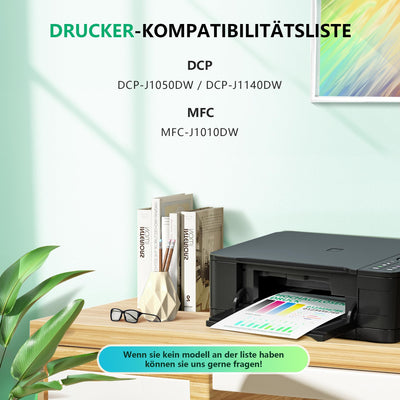 NewLift LC421XL LC-421XLVAL Tintenpatronen Kompatibel für Brother LC421XL 421XL für Brother DCP-J1050DW MFC-J1010DW DCP-J1140DW Patronen(Schwarz, Cyan, Magenta,Gelb, 4er-Pack)