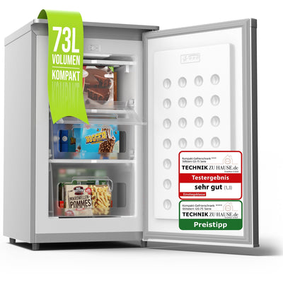 Stillstern Gefrierschrank C (73L) 4-Sterne-Gefrierfach -18°C, geringer Energieverbrauch, 3 Fächer, stufenlos regelbare Temperatur, wechselbarer Türanschlag, Gefrierschrank Klein, Tiefkühlschrank