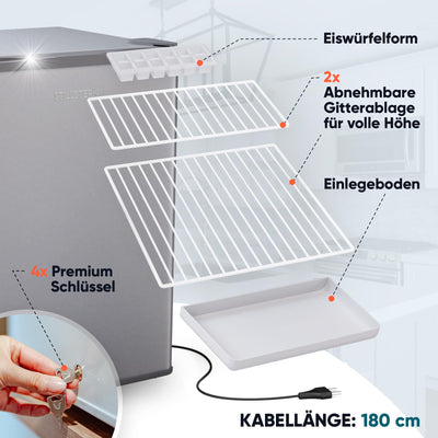 Stillstern Mini Gefrierschrank (42L) -18°C, Eiswürfelschale, Schloss, Türanschlag wechselbar, 4-Sterne Tiefkühlschrank für Camping/Büro Gefriertruhe Klein Gefrierschrank Klein Tiefkühltruhe