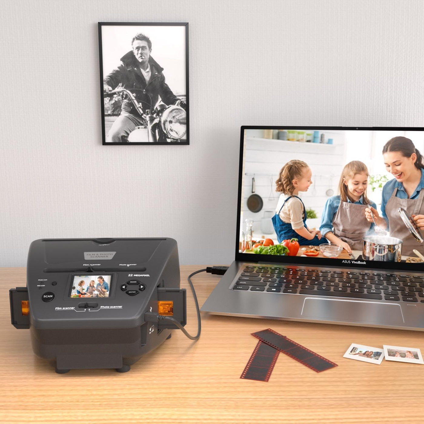 DigitPro Film- und Foto-Scanner mit 2,4-Zoll-LCD-Bildschirm, konvertiert 35 mm/135 Dias und Negativ-Film, Foto, Visitenkarte in 22 MP Digitale Bilder, Scanner-Photo-Slides-Negative-Digital