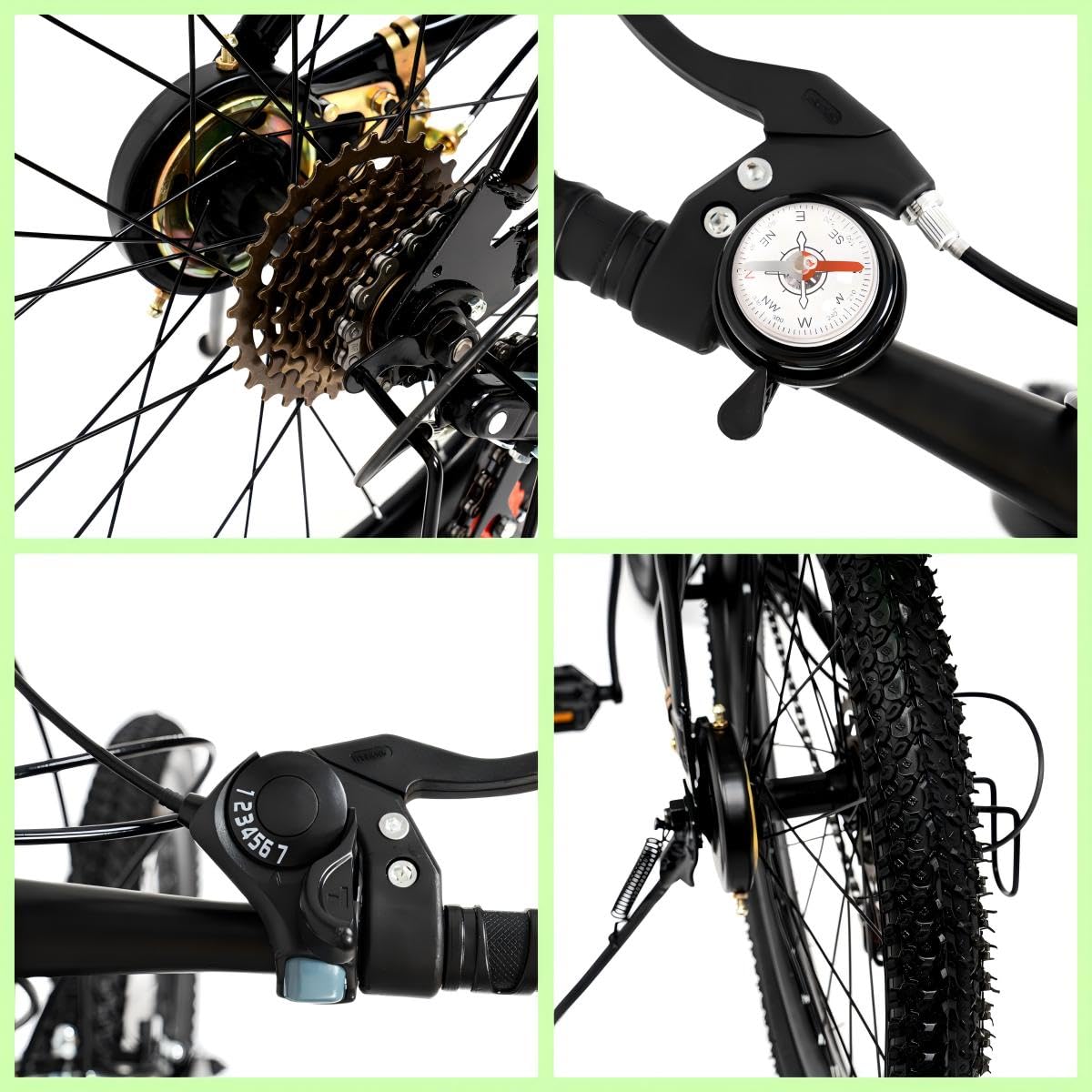 Wiefiche 20 Zoll Kinderfahrrad, 2 Farbe Premium Mountainbike Jungen & Mädchen-Fahrrad aus Kohlenstoffstahl Fully MTB für Jungen & Mädchen & Damen & Herren Fahrräder für Outdoor Sportausflüge