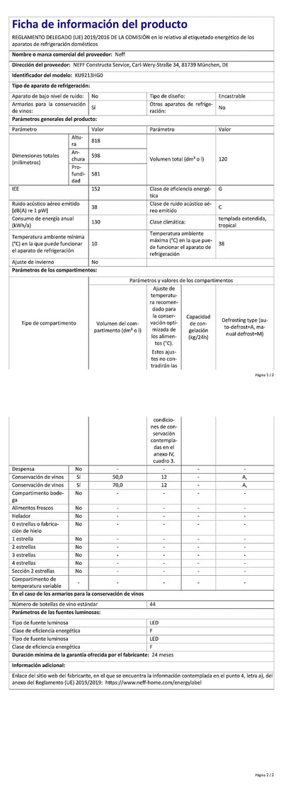 NEFF KU9213HG0, Unterbau-Weinlagerschrank, N70, 82.0 x 60.0 cm, Gesamt: 120 L