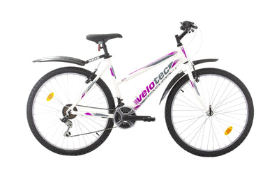 Multibrand Distribution PROBIKE 6th Sense 26 Zoll Mountainbike ALU Rahmen 18 Gang, Mädchen-Fahhrad & Damen-Fahhrad geeignet ab 155 cm - 175 cm (Weiß-Rosa-Aluminium), S, M