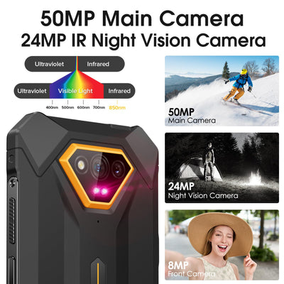 Ulefone Armor X13 Outdoor Smartphone 50MP+24MP Nachtsicht 12GB + 64GB/256GB SD, Octa Core 6320mAh 6,52'' Android 13 IP68 Handy ohne vertrag 4G Dual SIM Fingerabdruck ID NFC GPS-2 Jahre Garantie Orange