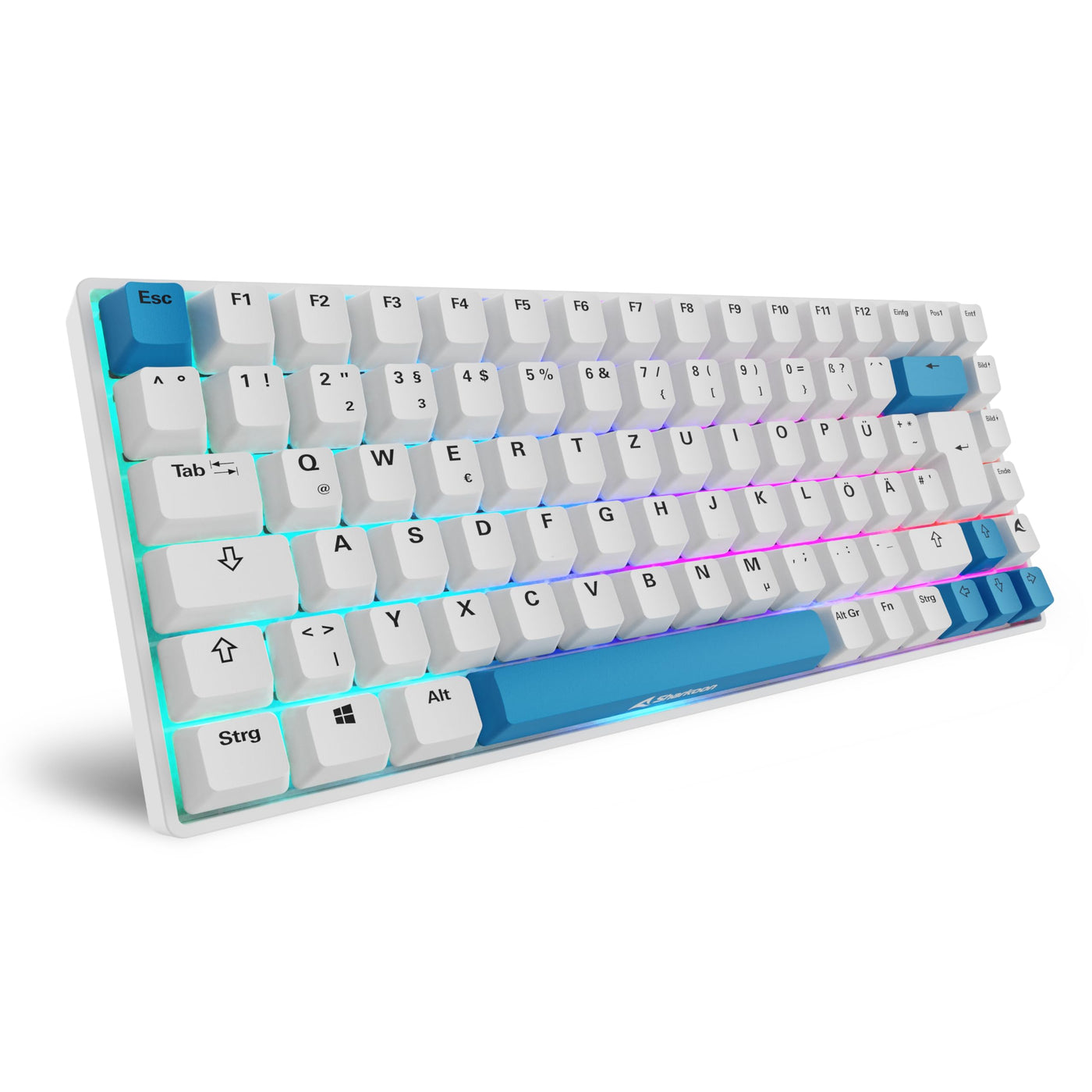 Sharkoon Skiller SGK50 S3 PBT Weiß, RGB Gaming Keyboard, Gateron G PRO 3.0 Yellow, 75% Layout