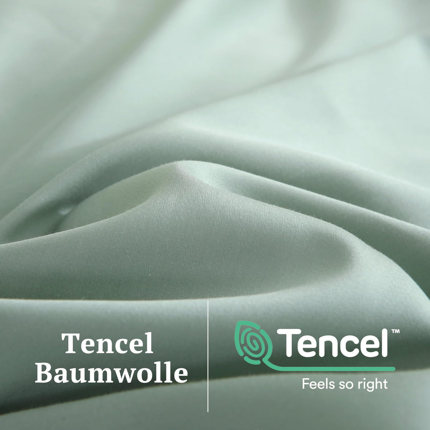 SOULFUL Mako Satin Bettwäsche 135x200, Tencel Baumwolle Bettwäsche-Sets mit Reißverschluss, Oeko-TEX Zertifiziert, Enthält 1 Bettbezug 135x200 und 1 Kissenbezug 80x80, NebelGrün