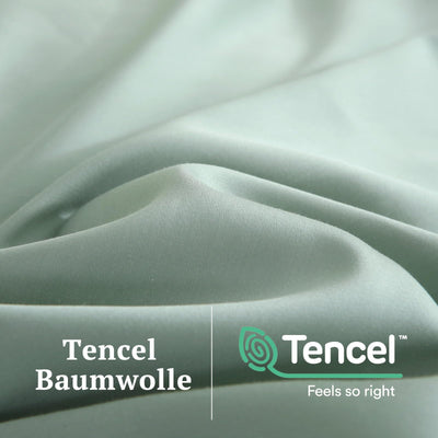 SOULFUL Mako Satin Bettwäsche 135x200, Tencel Baumwolle Bettwäsche-Sets mit Reißverschluss, Oeko-TEX Zertifiziert, Enthält 1 Bettbezug 135x200 und 1 Kissenbezug 80x80, NebelGrün
