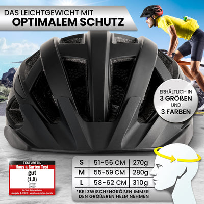Dunlop Sports Fahrradhelm mit Licht-Sofort gesehen Werden-Ultraleichter Spezial Damen Herren Kinder Fahrrad Helm mit Visier und Rücklicht für hohe Sicherheit-Urban Helm (Schwarz/Rot, M (55-59 cm))