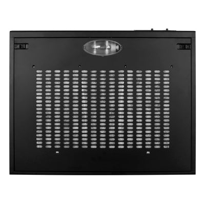 Klarstein UW60BL Wandmontage Dunstabzugshaube, Unterbauhaube, Abzugshaube, Wandhaube, Energieeffizienzklasse C, 60 cm, Abluft- / Umluftbetrieb, bis zu 210 m³/h max. Abluftleistung, Edelstahl, schwarz