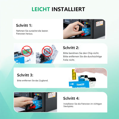 NewLift LC421XL LC-421XLVAL Tintenpatronen Kompatibel für Brother LC421XL 421XL für Brother DCP-J1050DW MFC-J1010DW DCP-J1140DW Patronen(Schwarz, Cyan, Magenta,Gelb, 4er-Pack)