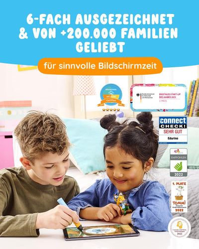 Edurino Starterset Mika Erstes Lesen & Schreiben (Stufe 1) ab 4 inkl. Eingabestift | Innovatives und digitales Lernspiel | Spielerisches Lernen von Buchstaben, Silben & Reimen