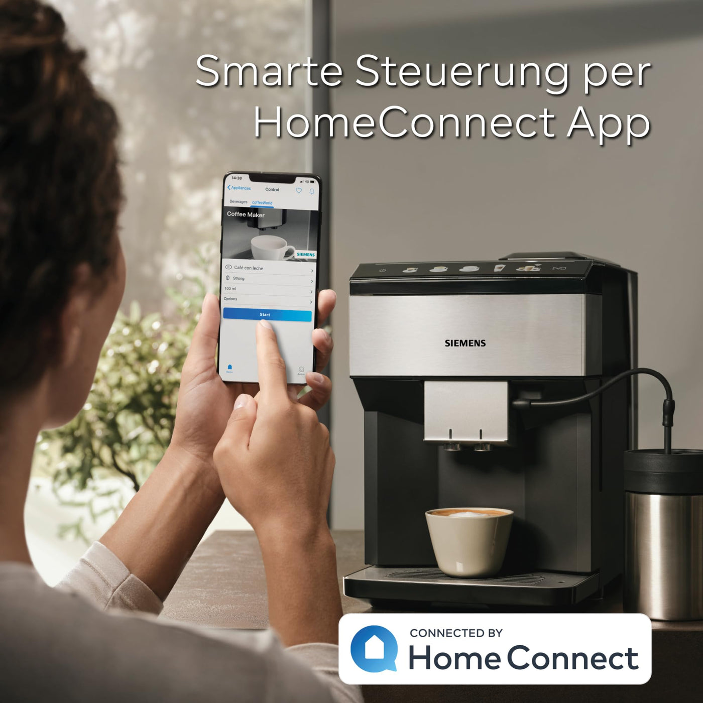 Siemens Kaffeevollautomat EQ500 classic TP516DX3, App-Steuerung, viele Kaffeespezialitäten, Milchaufschäumer, Doppeltassenfunktion, automat. Dampfreinigung, 1500 W, edelstahl/klavierlack schwarz