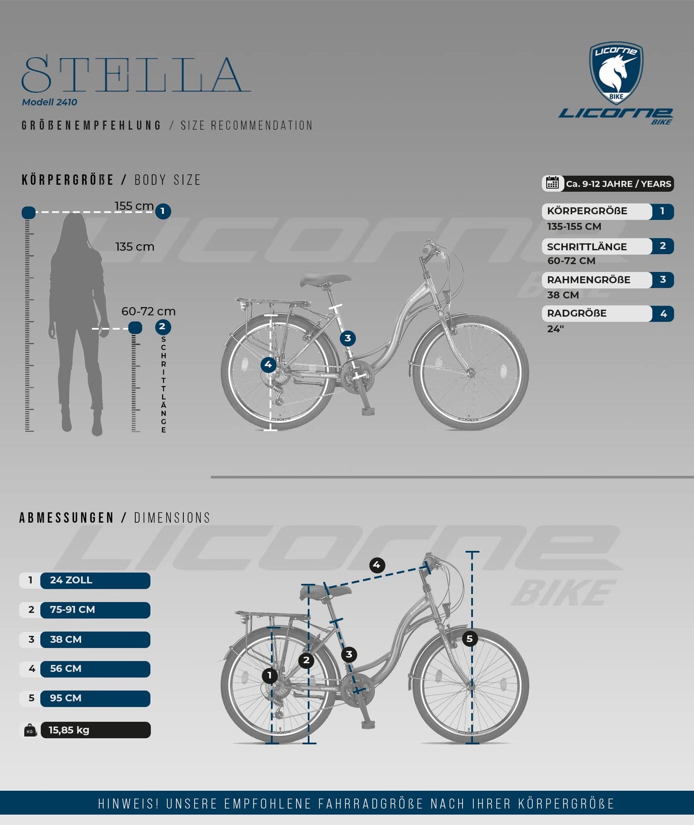 Licorne Bike Stella Premium City Bike in 24,26 und 28 Zoll - Fahrrad für Mädchen, Jungen, Herren und Damen - 21 Gang-Schaltung - Hollandfahrrad Citybike (Weiss, 24.00)