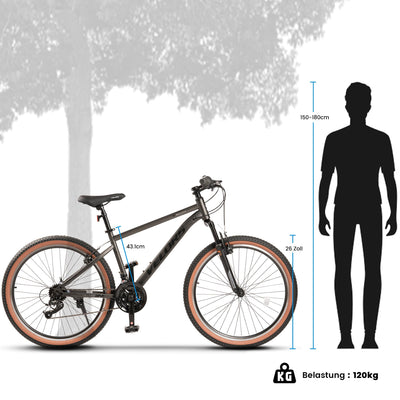 CARPAT SPORT 26 27.5 29 Zoll Mountainbike Fahrrad für Erwachsene, 21 Gang Schaltung, V-Bremsen/Dual-Scheibenbremsen, MTB Herren Damen, Jugendfahrrad