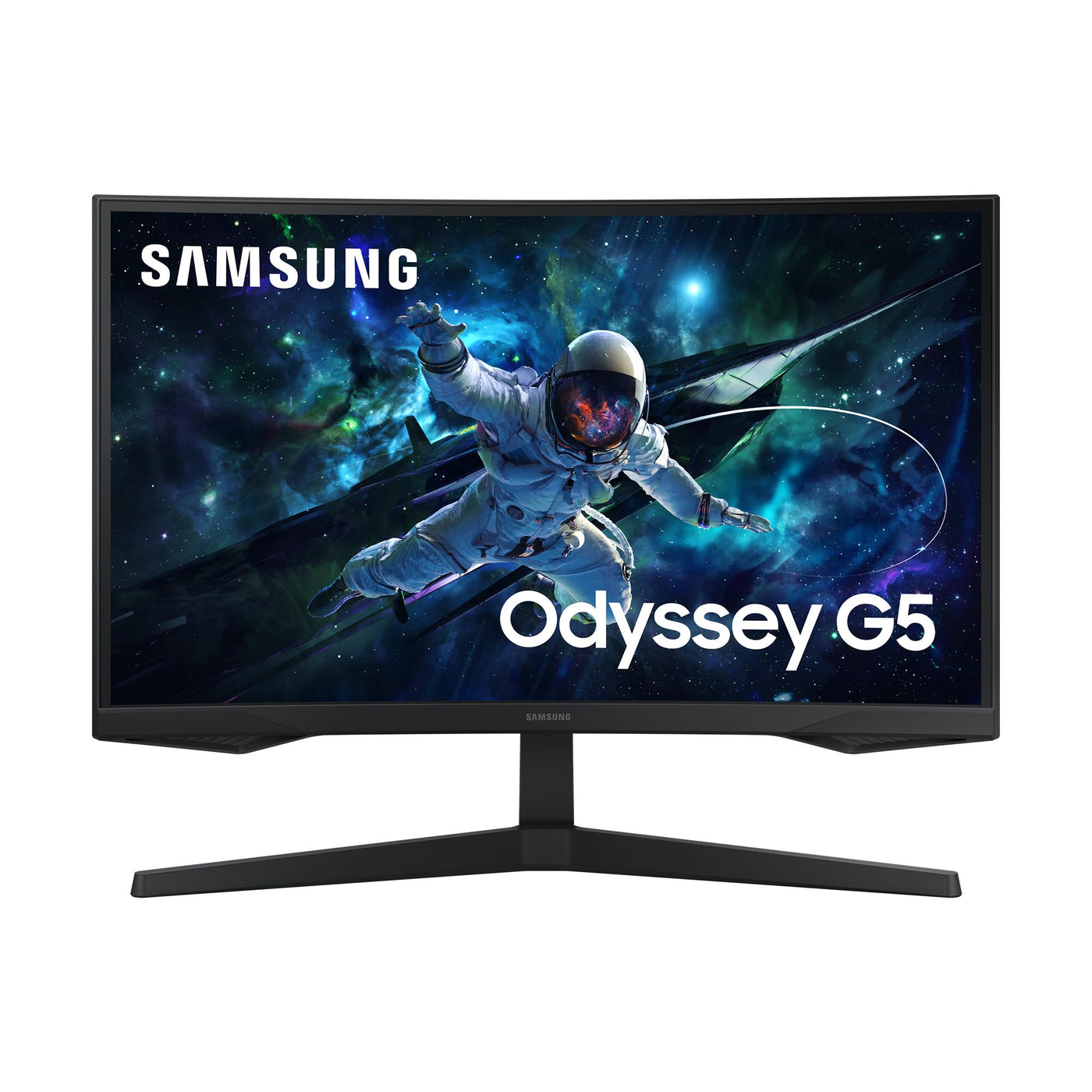 Samsung Odyssey G55C Curved Gaming Monitor, 27 Zoll, Bildschirm mit VA-Panel, 2.560 x 1.440 Pixel, 1.000R Radius, HDR10, AMD FreeSync, Bildwiederholrate 165 Hz, Reaktionszeit 1 ms (MPRT)
