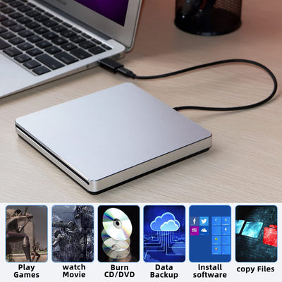 NOLYTH Externes CD Laufwerk für Laptop, DVD Laufwerk Extern für Mac MacBook, Slot-in Externe Optische Laufwerke, Portable USB CD Laufwerk Extern Brenner Externes Laufwerk für PC Apple Windows Desktop
