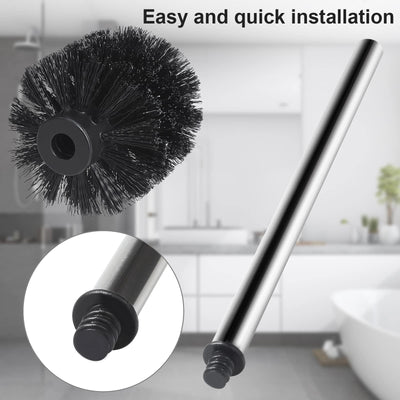 Rovtop 4 Stück WC Klobürste Schwarz, Toilettenbürste mit 7.5 cm Durchmesser, WC Bürste mit Edelstahlstiel, Toilet Brush, Toilettenbürste Edelstahl Klobürste Ersatz